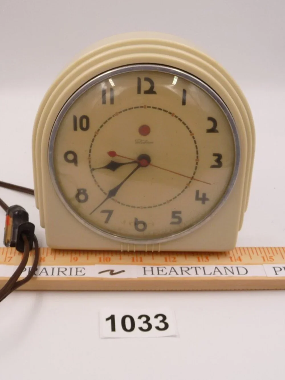 Vintage Telechron Electric Clock Art Deco Mid Century Cream/Beige